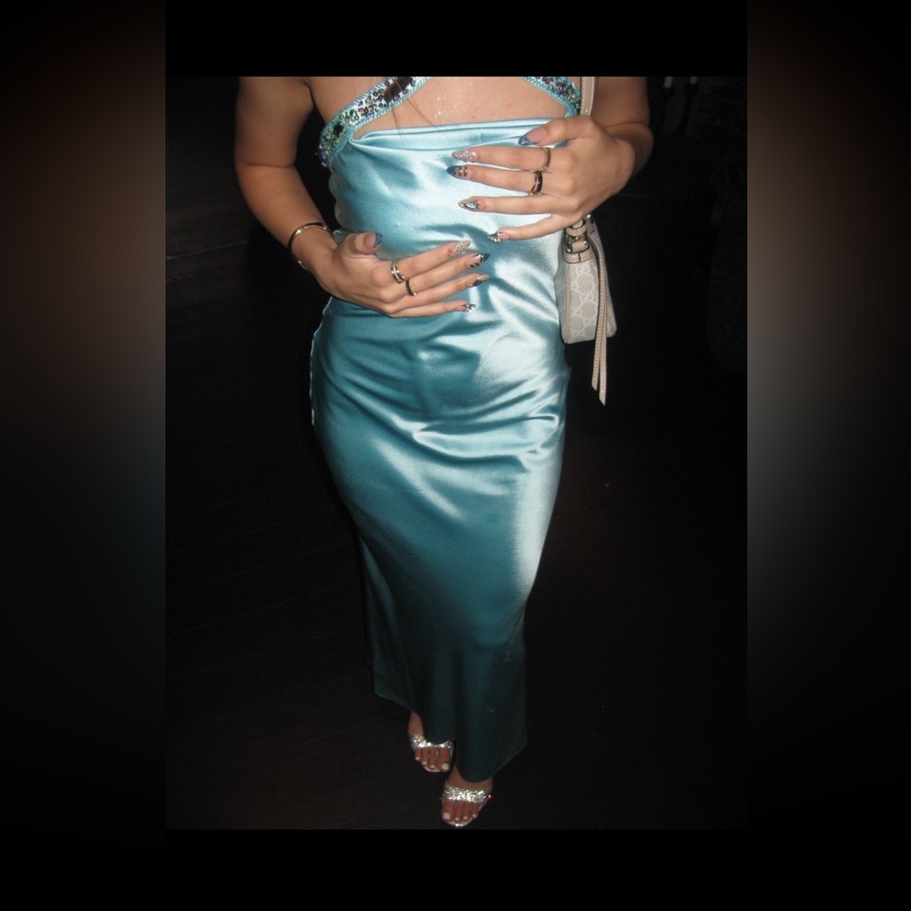 Vintage Blue Satin Dress